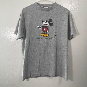 Disney Mickey Mouse Official T-Shirt 'I'm With Goofy' Shirt, Grey - M